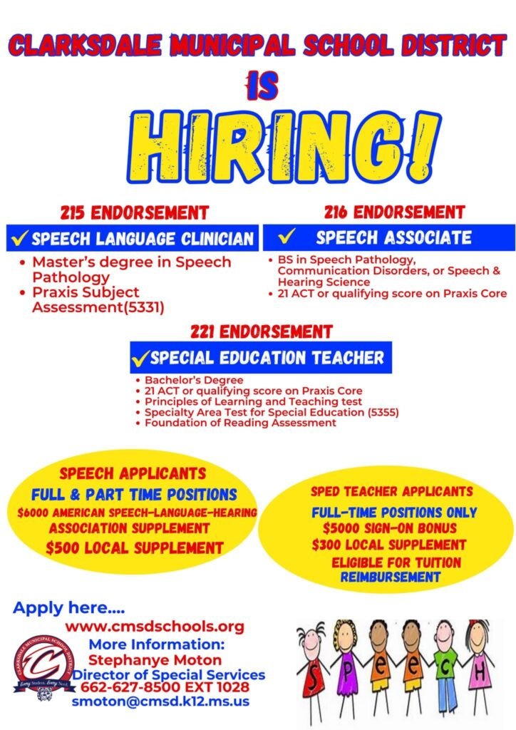 Join Our Team! Clarksdale Municipal School District Is Hiring!